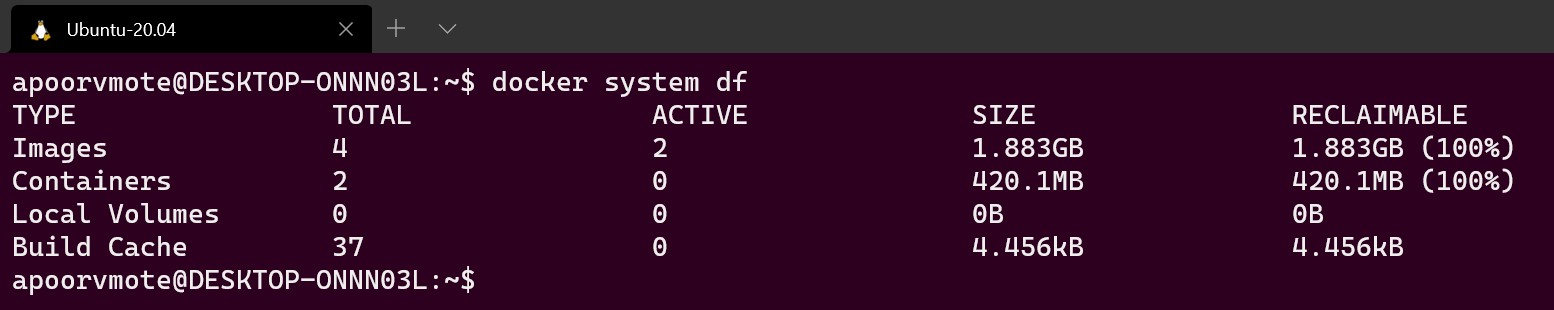docker system df ubuntu